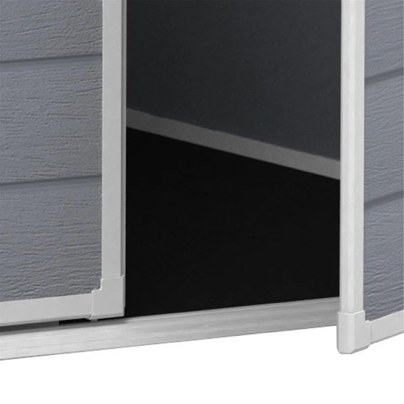 4x6 Resin Garden Storage Shed with Window & Ventilation, Weather-Resistant, Lockable Door - Grey