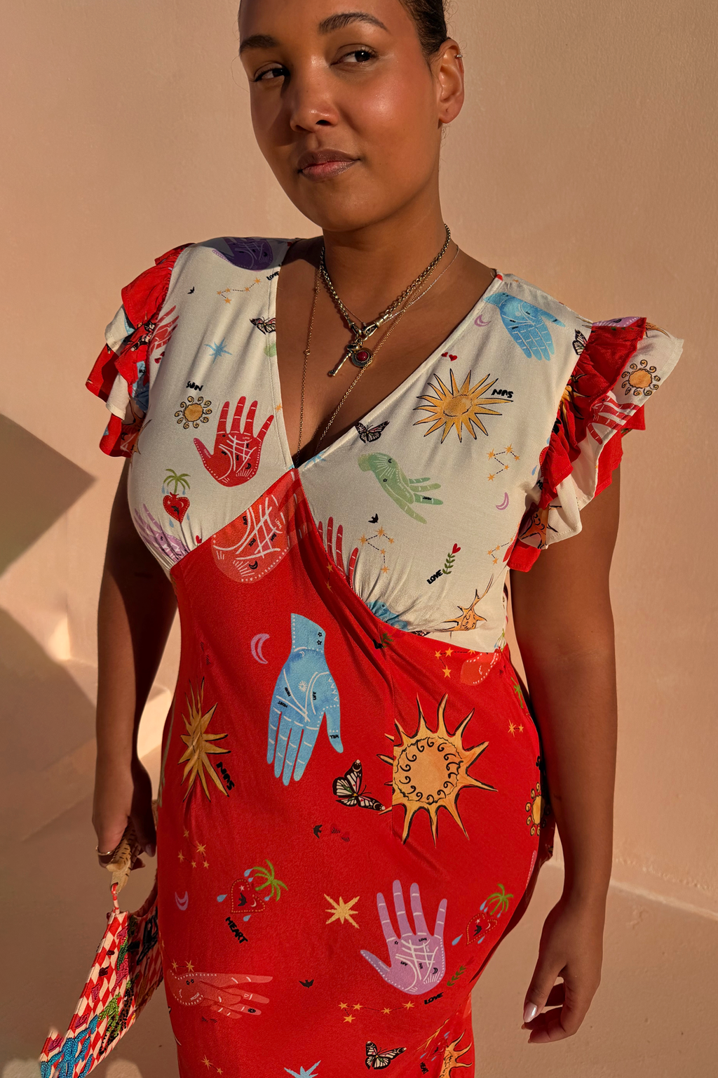 Red Celestial Midi Dress Petite
