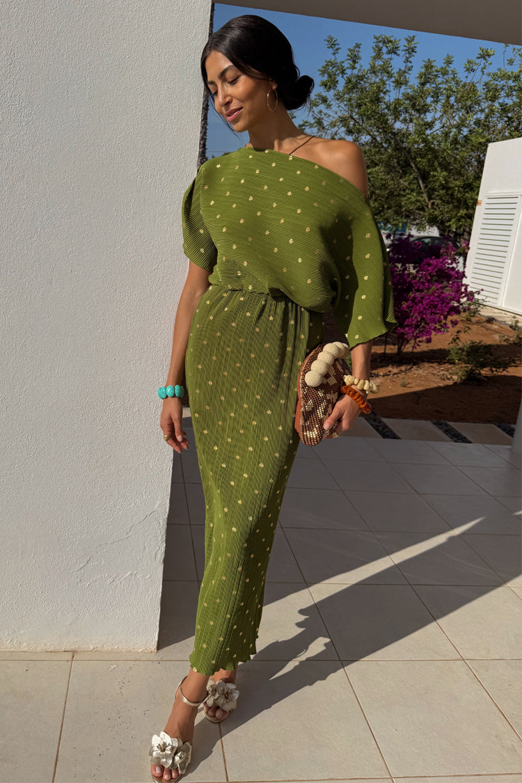Khaki Plisse Tilly Dress