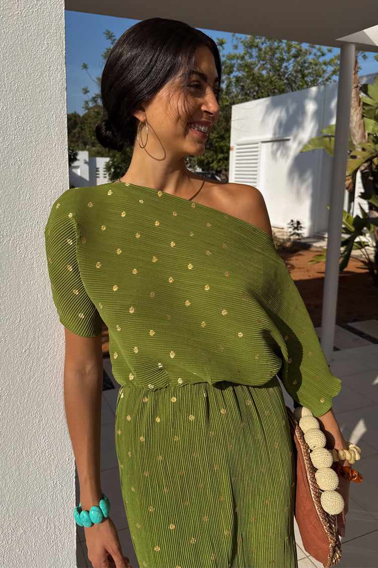 Khaki Plisse Tilly Dress